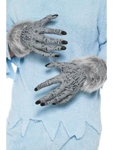 Smiffys Werewolf Furry Hands, Grey - Picture 1 of 1
