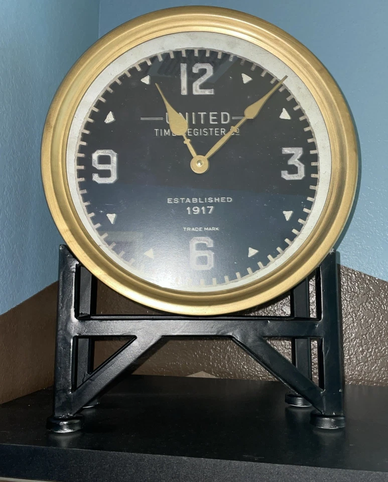 Shyam  - 16 inch Pedestal Table Clock Mantle clock Uttermost Brass Black  - Image 1 of 4