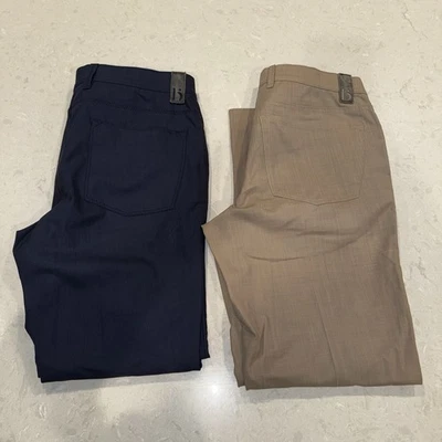 2 Hiltl Perfetto Downey Men’s Trousers Wool Dress Pants 32x29” Navy Blue & Khaki - Image 1 of 4