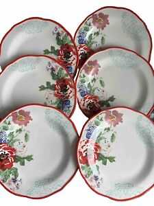 Pioneer Woman Country Garden 6 Piece Dinner Plate Set Stoneware Floral 10.5”