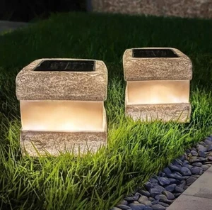 2 Pack Solar Garden Lights, Fake Rock Lights for Outdoor Pathway Yard, Solar - Picture 1 of 6
