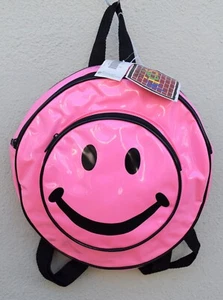 Vintage Bright Pink Vinyl Smiley Face Backpack 1990’s Y2K East End Kids Sears - Bild 1 von 15