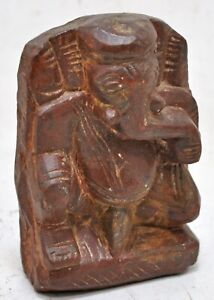 Antique Sable Pierre God Ganesha Idol Figurine Original Vieux Fin Main Taillé