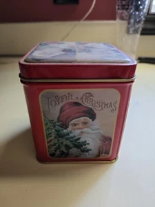 Contenedor de lata de metal caja de regalo de Navidad con tapa Santa - Imagen 1 de 6