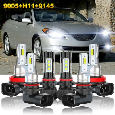 For Toyota Solara 2004-2006 6000K LED Headlights High Low Beam Fog Light Bulbs - Imagem 1 de 4