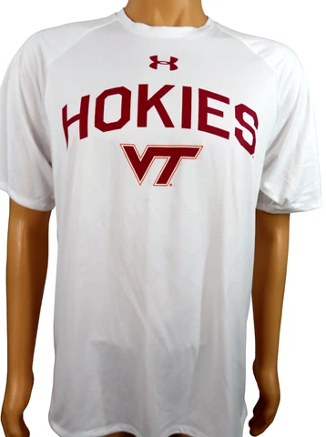 Under Armour Virginia Tech VT Hokies White Jersey T Shirt Sz L Cover