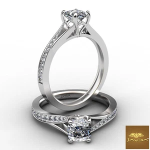 Cushion Diamond Split Shank Pave Set Engagement Ring GIA Certified G SI1 1.06Ctw - Picture 1 of 5