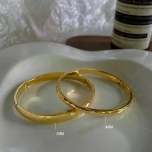Brazalete puño de pulido rombo rombo enchapado en oro de 18k 4/6 mm para mujer - Imagen 1 de 5