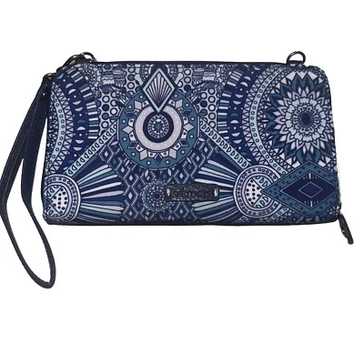 Cartera Bandolera Teléfono Sakroots Azul Estampado Tribal Cremallera Alrededor Foto 1 de 4