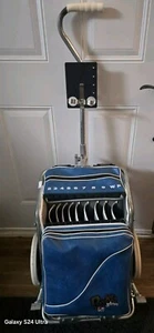 VINTAGE GOLF CADDY RIVIERA DELUXE WHEELED CLUB STORAGE TOTE TRAVEL BAG BLUE. - Picture 1 of 24