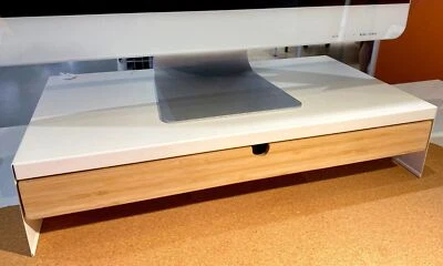 IKEA Elloven Monitor Stand with Drawer Home Office Computer Furniture,white - Image 1 of 4