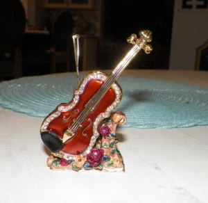 PAPYRUS ENAMEL TRINKET BOX VIOLIN & STAND NIB - Picture 1 of 11