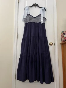 NWT Free People Bluebell Ribbon Strap Maxi Dress In Eclipse/Navy Sz XL Msrp $148 - Picture 1 of 9