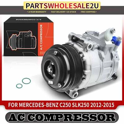 Compresor de aire acondicionado con 6 ranuras y 2 pines para Mercedes-Benz C250 SLK250 12-15 1,8 L Foto 1 de 4