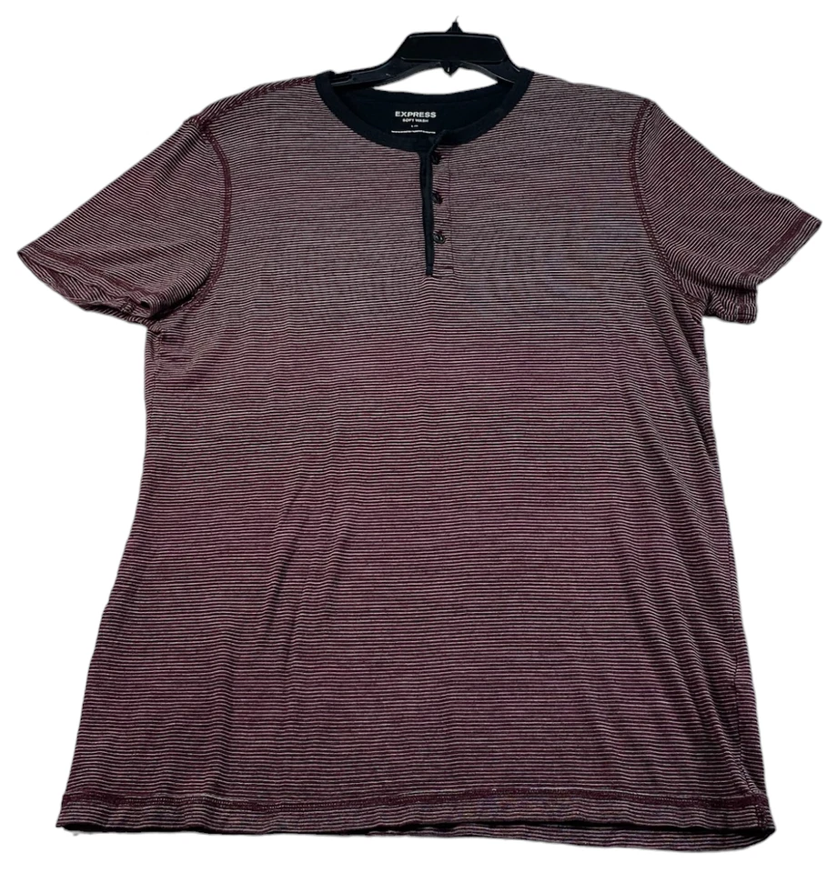 Camisa informal Express para hombre talla grande a rayas rojas manga corta Foto 1 de 4