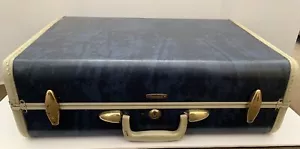 Vintage Samsonite Shwayder Bros Hard Shell Marble Blue Suitcase 4732  - Picture 1 of 12