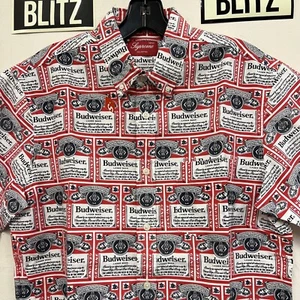 Supreme Budweiser Short Sleeve Button Up Shirt Sz M Medium 2009 SS09 Rare New - Picture 1 of 6