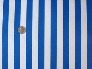 ROYAL BLUE STRIPE VINYL OILCLOTH TABLECLOTHS DINE KITCHEN PATIO 6 SIZE 48x48-108 - Picture 1 of 3