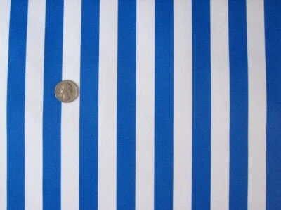 ROYAL BLUE STRIPE VINYL OILCLOTH TABLECLOTHS DINE KITCHEN PATIO 6 SIZE 48x48-108 - Image 1 of 3