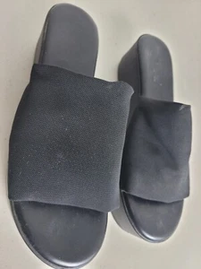 Vintage Y2K Brash Sandals Womens 8 Black Chunky Platform Slide 90s Stretch Upper - Picture 1 of 4