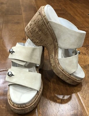 Rag & Bone Sommer Cuña Tacón de Corcho Sandalia Piedra Gamuza Cuero 38 Display Foto 1 de 4