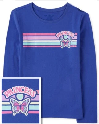 Camiseta The Children’s Place Niñas Talla 4 PRINCESA Gráfica en Azul Nueva con Etiquetas Foto 1 de 2