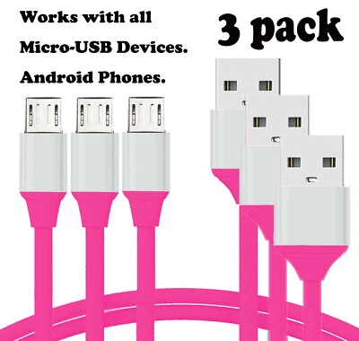 3 Pack Fast Charging Micro USB 2.0 Cable Charger For Android Samsung Kindle Fire - Image 1 of 4