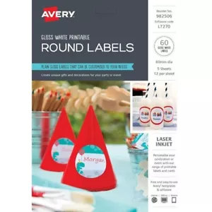 Avery Gloss Round Labels 60mm 60 Pack - Bild 1 von 4