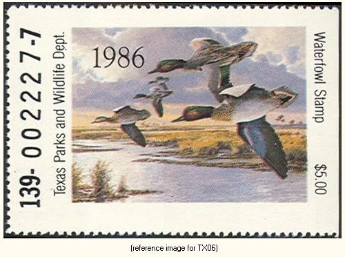 D2K Texas Duck Stamp 1986 $5.00 - Image 1 of 1