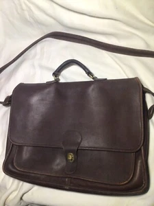 Antiguo COACH Mensajero Mensajero Maletín Portátil Bolso Cuero ☼ - Imagen 1 de 10