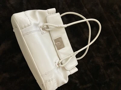 Bolso/cartera de cuero genuino Lambertson Truex hecha en Italia blanca Foto 1 de 4