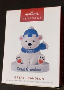Ornamento Hallmark Keepsake 2022 grande nipote orso polare datato nuovo con scatola - Foto 1 di 6