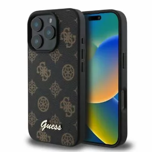 Custodia IPHONE 16 Pro Max Guess Finta pelle Nero Oro Magsafe Con Logo - Foto 1 di 4