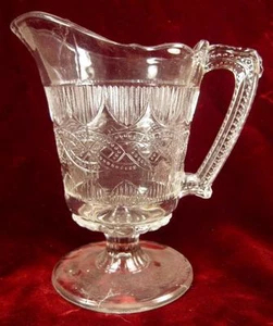 Chain & Shield Creamer EAPG Portland Co 1870s Early American Pattern Glass (O2) - Picture 1 of 8