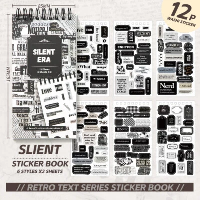 Vintage Washi Paper Stickers Words Numbers Sticker 12 Sheets Journal Scrapbook - Image 1 of 4