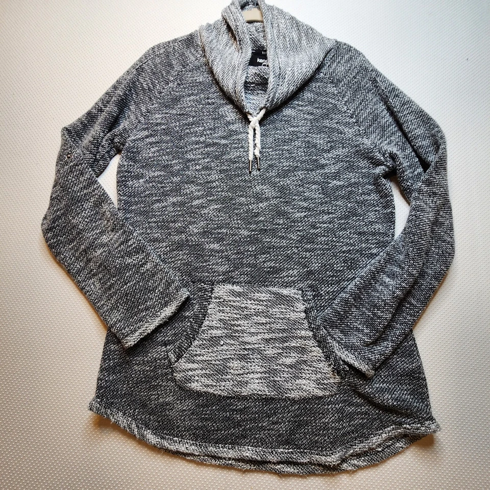 Kensie Performance 女式运动衫中号黑色灰色长袖小袋 — 第 1/4 张图片