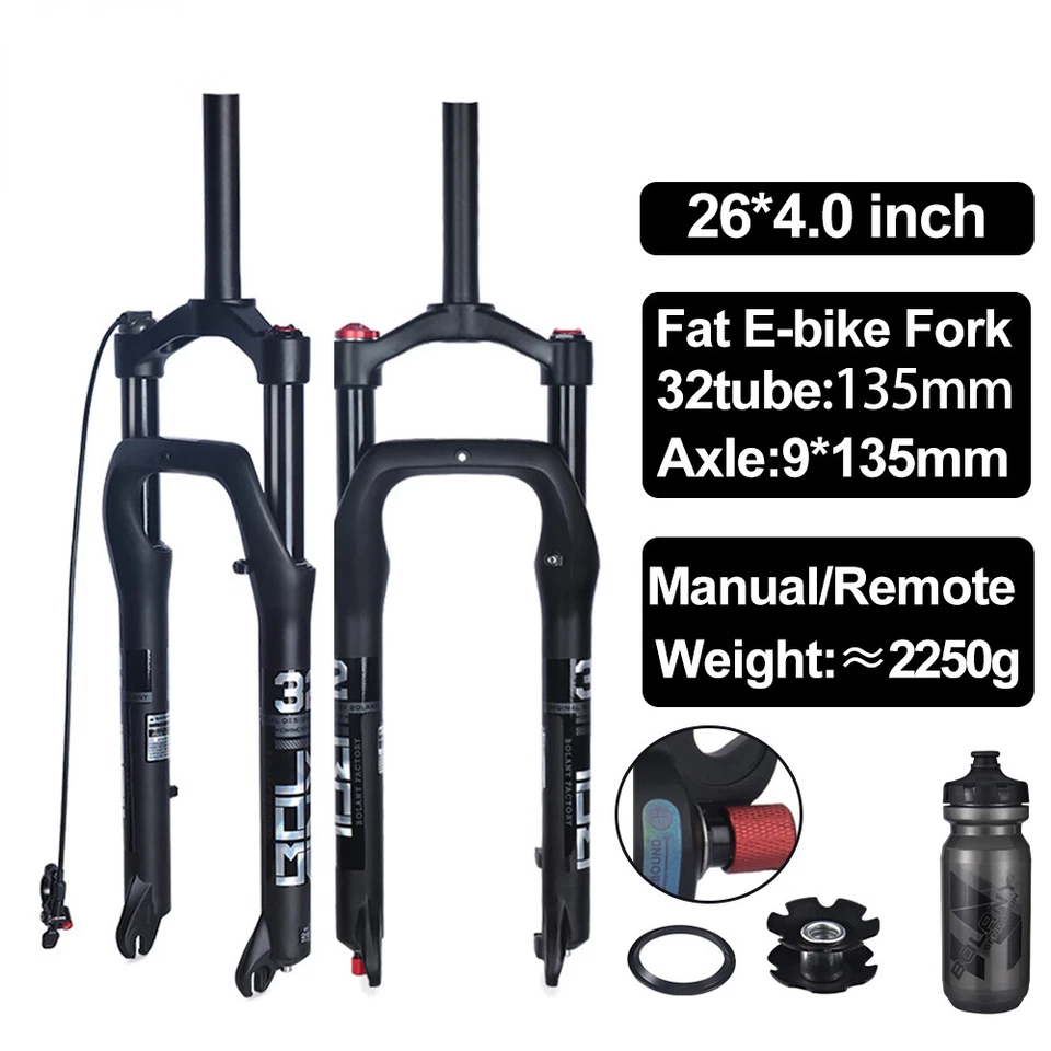 Snow Bike Suspension 26inch Alloy Air Gas Fork Fat 4.0" Tire E-bike Bicycle Part - Image 1 of 4