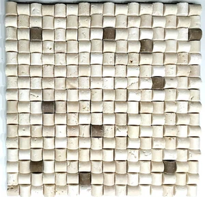 Light Bamboo with Noce Travertine Mosaic Tile Backsplash Wall (SOLD PER PIECE) - Picture 1 of 4
