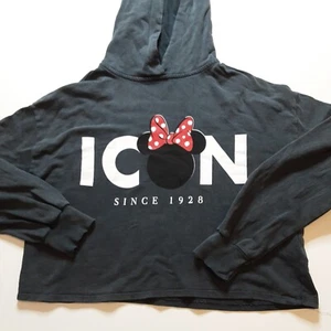 Minnie Mouse Sudadera con Capucha Recortada Para Mujer M Negra Sudadera con Capucha Pullover Suéter - Imagen 1 de 8