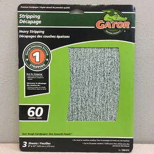Gator 7260-012 60 Grit Step-1 Coarse Sandpaper for Heavy Stripping 11" x 9" 3 pk - Picture 1 of 2