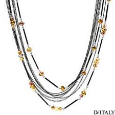  DV ITALY Lovely New  Necklace With Genuine Crystal in Two tone Base metal.