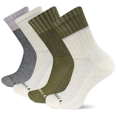 Merrell Hike Unisex Thermal Hiking Socks S/M Ivory Gray Beige Green New 4 Pack Foto 1 de 4