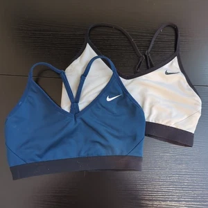 Nike Pro Indy Malla Espalda Soporte Ligero Sujetador Conjunto de 2 Sin Acolchado Para Mujer Mediano - Imagen 1 de 15