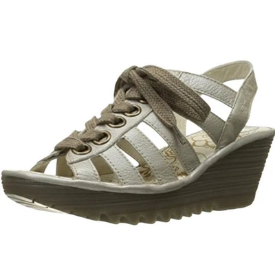 Sandalias de vestir Fly London blancas Yito con cordones de cuña talla 42 Foto 1 de 4