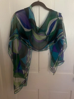 S3# NWTG Emilio Pucci rectangle Silk scarf multicolor 59/11 inch Made In Italy  - Image 1 of 4