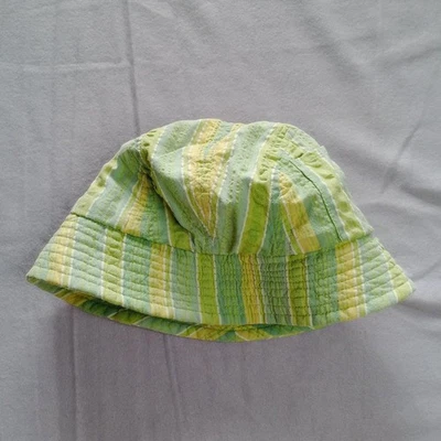 Sombrero de sol vintage 2002 Gap algodón cubo jóvenes niños gorra con bolsillo verde y amarillo Foto 1 de 4