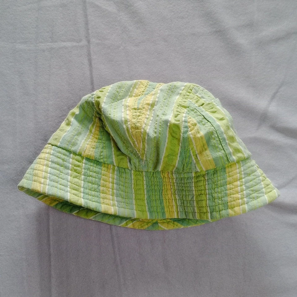 Sombrero de sol vintage 2002 Gap algodón cubo jóvenes niños gorra con bolsillo verde y amarillo Foto 1 de 4
