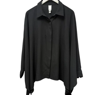 Marla Wynne Blusa Capa Negra XL Botón Frontal Lagenlook Poncho Halloween Bruja Foto 1 de 4