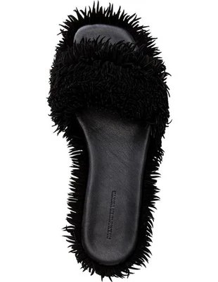 Sandalias planas Alexander Wang Josie negras de gamuza con flecos talla 8 diapositiva difusa Foto 1 de 4