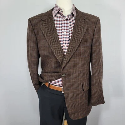 Abrigo Blazer Deportivo Kuppeheimer Para Hombre Tweed Dos Botones Marrón Lana A Cuadros Aproximadamente 43R Foto 1 de 4